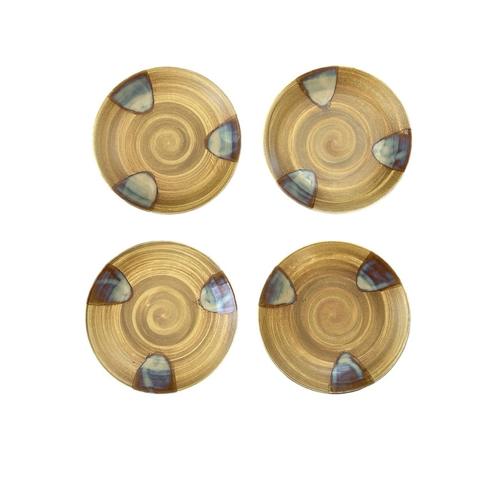 Sango Splash Dinner Plates 11" Brown Drip Stoneware 4951 Set Of 4
